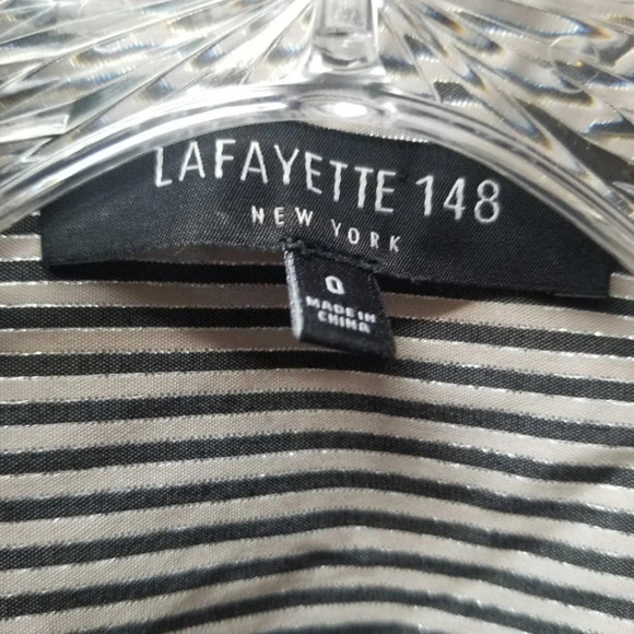 Lafayette  148 Grey Silver Striped Fitted Button Up Shirt 0 - Picture 4 of 8